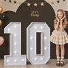 Mixifox Decorazioni per il decimo compleanno per ragazzo: numeri grandi da 0,9 m con luci per 10° anniversario di matrimonio, decorazione per feste di matrimonio, palloncini luminosi, grande numero per regalo