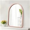 HLFMVWE Specchio con cornice in legno ad arco rustico specchio da parete rustico decorativo vintage specchio da appendere per bagno, soggiorno, camera da letto, balcone, corridoio, rosa, 50 × 40 cm