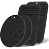 TESSTSY 4 Pezzi Sottopentola Silicone Grande 2 Rettangolare + 2 Circolare, Sotto Pentola Da Cucina Resistente Al Calore Fino A 230°C, Tappetini Da Tavolo Sottopentola Presina Antiscivolo per Padelle, Pentole