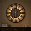 Maxstar Orologio da Parete 60CM per Soggiorno a Batteria, Silenzioso Senza Ticchettio, Stile Legno Metallo, LED Moderno Camera/Ufficio (Numeri Romani, Nero-24)