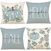 ZWJD Federe Cuscini Autunnali 45x45 Set da 4 - Copri Cuscini Decorativi in Lino per Divano, Giardino e Camera da Letto