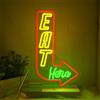 LMSIGNLY Eat Here - Targa neon per decorazione da parete per cucina, luce al neon colorata, LED al neon, per ristorante, cucina, soggiorno, decorazione