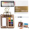 YceLon Tobios - Set di 5 mini acquerelli con pallet di legno e accessori, 1 pallet, 1 libro da disegno, 1 penna stilografica, 1 scatola di colore acquerello
