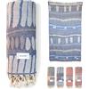 jazzylab JULIENNE Peshtemal Hammam | Telo turco in 100% cotone | Lavorazione jacquard tradizionale | Asciugamano multifunzione per bagno, spa, mare o sport | Frange intrecciate a mano | 90x180 cm, Blu Marino