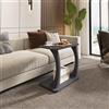 [en.casa] Tavolino Laterale a Forma di C con Rotelle Tavolo Basso da Divano Poltrona per Soggiorno Salotto Camera da Letto 59 x 35 x 56 cm - Grigio
