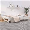 Tidyard Dormeuse Estraibile, Divano Letto 2 Posti, Legno Massello di Pino, Bianco 2X(80x200) cm