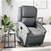 Homgoday Poltrona elettrica rialzata, poltrona relax, poltrona massaggiante con supporto per alzarsi, poltrona reclinabile con funzione reclinabile, per soggiorno, grigio ecopelle