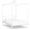 Tidyard Struttura Letto Matrimoniale a Baldacchino in Metallo Bianco con Doghe 140x200 cm,Giroletto Matrimoniale con Tetto in Metallo con Doghe 140x200 cm,Letto Matrimoniale in Metallo 140x200 cm