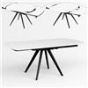 Shally Dogan Tavolo Girevole Allungabile con Piano in Ceramica Effetto Marmo, Gambe in Metallo, Tavolo da Pranzo Salotto Resistente con Apertura Rotante da 6 a 8 Persone, 140/180 cm (Bianco)