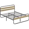 HOMCOM Struttura letto matrimoniale 160 x 200 cm 2 persone Letto matrimoniale in stile industriale con contenitore sotto il letto, rete, testiera e pediera - facile montaggio, legno e acciaio, aspetto