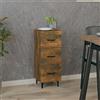 Tidyard Credenza Rovere Fumo,Armadietto 3 cassetti,Armadietto,Mobile Bagno Salvaspazio Cassettiera Bagno Cucina Ingresso,Cassettiera da Ufficio,Armadietto da Cucina,Comò e Cassettiere,Legno Massello
