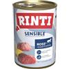RINTI - Sensible | Cibo umido per cani adulti sensibili con pezzi di carne naturali. Alimento completo senza cereali in scatola senza additivi | 6 x 400 g Ross, fegato di pollo + patate