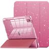 INFILAND Custodia per iPad Air 11 M2 2024/M3 2025, iPad Air 7a/6a/5a/4a generazione 2022/2020 11, custodia glitterata con retro trasparente, portapenne per bambine