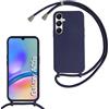 FERLAN Cover compatibile con Samsung Galaxy A05S,Custodia con Laccio Collana Tracolla Collo Liquido Silicone Antiurto TPU Antiurto AntiGraffio Protettiva Case,Blu scuro