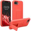 kwmobile 1x Custodia Compatibile con Apple iPhone 17e / iPhone 16e - Cover Supporto Dita - Back Case per Smartphone - Protezione Gommata Corallo
