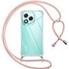 Pnakqil Cover per Honor 400 Lite 5G con Cordino, Trasparente Custodia con Laccio Tracolla Cellulare Girocollo Collana Protettiva per Honor 400 Lite 5G 6.7, Rosa