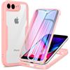 Phoona Cover per iPhone 8 Plus/iPhone 7 Plus con Pellicola Protettiva Trasparente, Antiurto Silicone Custodia 360 Gradi Full Body Protezione, AntiGraffio Robusta Cover per iPhone 8 Plus, Rosa
