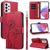 Bravoday Cover per Samsung Galaxy A53 5G, Custodia in PU Pelle Portafoglio Flip Schede con Slot per Carte, Magnetica Antiurto Cover per Galaxy A53 5G, Rosso