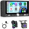 Techschermo Autoradio 2 Din con Wireless Carplay e Android Auto - Autoradio touchscreen da 6,8 pollici con Bluetooth, EQ, Mirror Link, Radio FM/AM/RDS, SWC, porta USB/Type-C + telecamera di backup