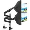 PUTORSEN Supporto per Monitor PUTORSEN per 2 Schermi da 17 a 49 Pollici - Fino a 20 kg per braccio, supporto extra-lungo regolabile in altezza e orientabile per un'ergonomia ottimale, VESA 75/100 mm.