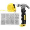 HonQiShiMY Kit 900 Chiodi in Acciaio con Organizzazione 8-in-1, Martello Mini Carpentiere 282g & Metro a Nastro 3m - Ideale per Fai-da-Te, Lavori su Legno, Cartongesso, Metallo