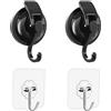 UDNFHL 2 Pezzi Ganci Neri E 2 Pezzi Ganci Trasparenti, Ganci Di Ventosi, Accessori Per La Casa, Accessori Sospesi, Tappeti Di Aspirazione Impermeabili.