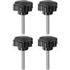 QUARKZMAN 4 Pezzi Pomelli a Stella M8 x 52mm Vite Filettata in Acciaio Inossidabile 304, 46mm Manopola Zigrinata Vite a Testa Zigrinata a 6 Stelle Plastica Impugnatura Manopola, Nero