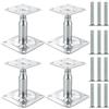 FOGARI Set di 4 supporti per pali, zincati, 100 - 130 mm, altezza regolabile, da avvitare, zincati tramite galvanizzazione, piedini di supporto per recinzioni, ripar, tettoie e pergolati, lavori di