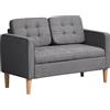 HOMCOM Divano a 2 Posti, Divano con Spazio di Archiviazione, Gambe in Legno, Divano Imbottito con Rivestimento in Velluto per Soggiorno, Camera da Letto, 117x 62 x 78 cm, Grigio