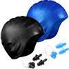 Cutaloe 6 in 1 Set Cuffia Piscina - 2 X Cuffia Nuoto, 2 x Tappi Orecchie, 2 x Tappanaso per Piscina - Unisex Cuffie Nuoto Silicone Donna Uomo con Protezione Orecchie 3D per Nuoto, Surf, Vela, Moto d'Acqua