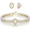 Clearine - Set di gioielli da donna in stile anni 1920, vintage, multistrato, con collana in cristallo, bracciale e orecchini in perle artificiali per accessori da cosplay e feste, Perla cristallo