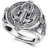EUDORA Harmony Ball Anello di San Benedetto in Argento Sterling S925 Anelli di San Benito per Donne e Uomini, Anello Regolabile con Amuleto di San Benedetto per Protezione Gioielli di Fede Cattolica