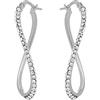 DEL PIA SRL DelPia, Orecchini a Onda in Oro 18kt e Argento Sterling 925 con Cristalli Bianchi Luminosi (Small, White)