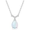 FANCIME 14kt (585) Solido Bianco Collana per Donna con Goccia Opal Gemstone Ciondolo, Catena Lunghezza: 40+5 cm