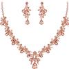 Clearine Set di bigiotteria per Il Ballo di fine Anno Goccia Foglia Strass Cristalli e Orecchini Pendenti Champagne Rosa Oro-Fondo