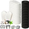 Rhsemi 16 + 16 filtri per fontana per gatti, filtro di ricambio per fontana in acciaio inox da 108 oz/3,2 l e 67 oz/2 l, per cani e gatti, con filtro a carbone e filtro in schiuma