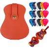 UNILECON 18 Plettri per chitarra con organizer per plettri in pelle sintetica arancione - Plettro universale perfetto per chitarra elettrica, chitarra acustica e basso (4 spessori: 0,50 mm, 0,75 mm, 1,00 mm