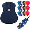 UNILECON 18 Plettri per Chitarra con Plettri Blu Pelle PU Organizzatore - Plettro universale per Chitarra Elettrica, Chitarra Acustica e Basso (4 Spessore: 0.50 mm, 0.75 mm, 1.00 mm, 1.20 mm)