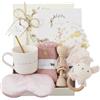 WOODEN TEETHER Set regalo per bambini di 9 pezzi maschi e femmine, set personalizzato per mamme con carta della mamma, maschera per gli occhi, tazza, biglietto di auguri, calzini, sonaglio per bambini