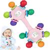 Afufu Massaggia Gengive Neonati, Giocattolo Dentizione Neonato Doppia Testa Rosa, Sonaglio Sensoriale Montessori Silicone Alimentare Senza BPA, Massaggiagengive Per Neonata 0-36 Mesi