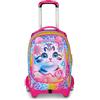 SJ GANG STYLE JAM GANG Trolley Scuola Jack 3 Ruote Cat&Air, Fucsia, 3 in 1, Zaino Triplo Uso con Carrello Sganciabile, 33 L, Zaino Scuola Elementare, Zaino Bambina