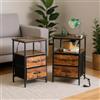 FurnitureR 2 tavolini da salotto, tavolini con multi-coloured LED, 2 prese AC, 2 porte USB, 2 cassetti in tessuto, 40 x 30 x 60 cm