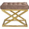 Atelier Del Sofa Elegante pouf con cornice in metallo, 50 cm x 42 cm x 40 cm | 100% poliestere Baby Face Fabric in oro & Brown | Perfetto per moderne Living Rooms & Bedrooms