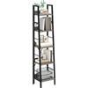 YITAHOME Libreria sottile con 5 ripiani, larghezza 35 cm, scala industriale, scaffalatura in legno e telaio in metallo, moderna mensola per soggiorno, grigio