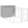 Tidyard Casetta,Cuccia,Gabbia,per Cani,da Esterno,in Acciaio Zincato,Grigio Chiaro,con Corsa Recinti,214x457x181 cm,Casetta per Cani da Esterno,Cucce per Cani da Esterno,Gabbia per Cani in Metallo