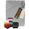 npluseins Lenzuolo con angoli classico in jersey - tanti colori e misure - 100% cotone 159.192, 90-100 x 200 cm, argento
