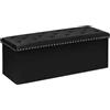 PINPLUS Panca Contenitore Pieghevole in Velluto, Puff Rettangolare con Ampio Spazio di Archiviazione, Poggiapiedi per Ingresso e Soggiorno, 110x40x40 cm, Nero