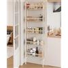 UMDONX Scaffale stretto per bagno, scaffale da parete per cucina, scaffale a scala a 5 livelli, scaffale per libri, scaffale multifunzionale in metallo per spazi ristretti-Crema