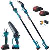 A.M.C. Forbice da Potatura a Batteria, Motosega a Batteria 8 Pollici con oliatore, + Asta Telescopica 128-248cm, Kit 3 in 1, Cesoie Elettriche per Potatura Giardino Rami Arbusti Vigneto