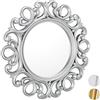 relaxdays Specchio Decorativo Rotondo, da Parete, con Cornice, Ingresso, Bagno, Camera, Salotto, Ø 50 cm, Argento